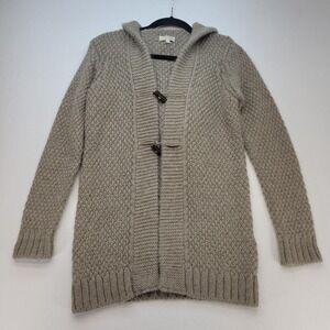 Cocogio‎ Italy Cardigan Sweater Womens Large Brown Mohair Wool Blend Long Hooded